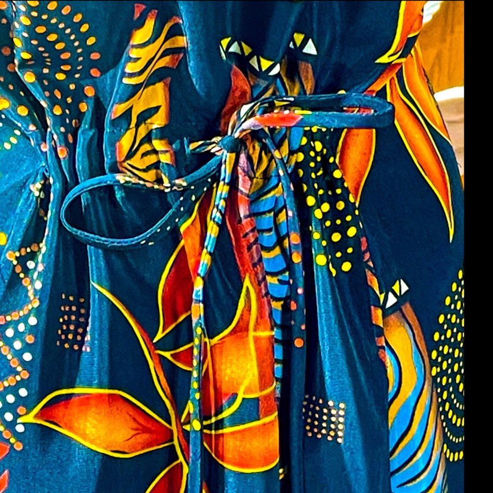 ⭐️HP⭐️VTG▪️SCARLETT▪️Boho Collage Bead Accented Open Back Sleeveless Maxi Dress - Picture 7 of 12